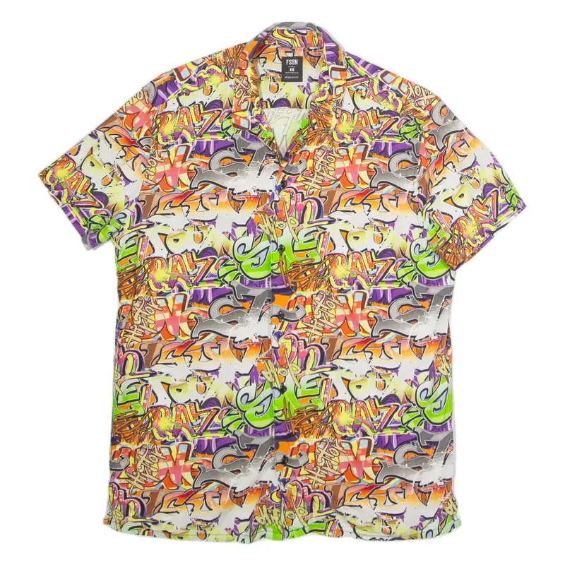 FSBN Graffiti Mens Shirt Orange Crazy Pattern L
