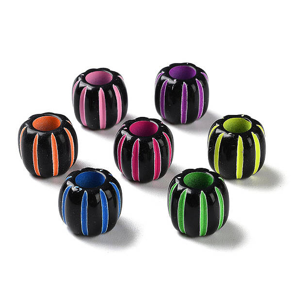 Spray Printed Opaque Acrylic European Beads