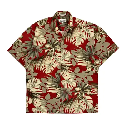 Pierre Cardin Hawaiian Shirt - Medium Red Cotton