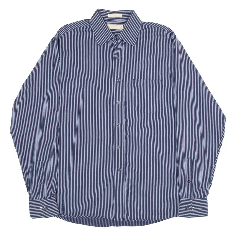 MICHAEL KORS Mens Shirt Blue Striped Long Sleeve L