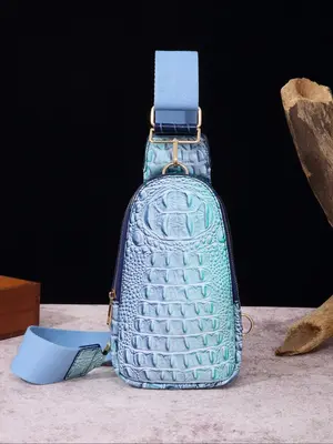 Women's Random Crocodile Pattern Fanny Pack, Fashionable Bag for College, Zipper Chest Bag for Women Daily Used, Casual Trend...