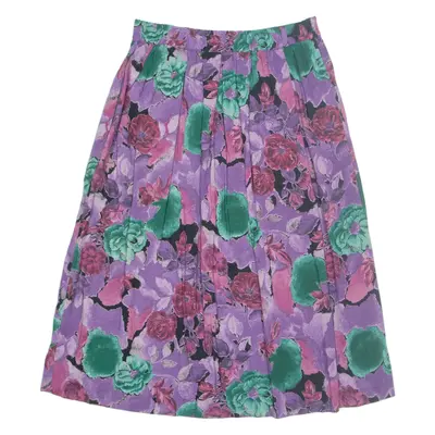 ACKERMAN Womens A-Line Skirt Purple Midi Floral M