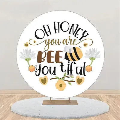 You Are Beetiful Floral Bee Round Backdrop For Party - Aperturee