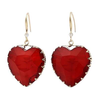 Glass Heart Dangle Earrings