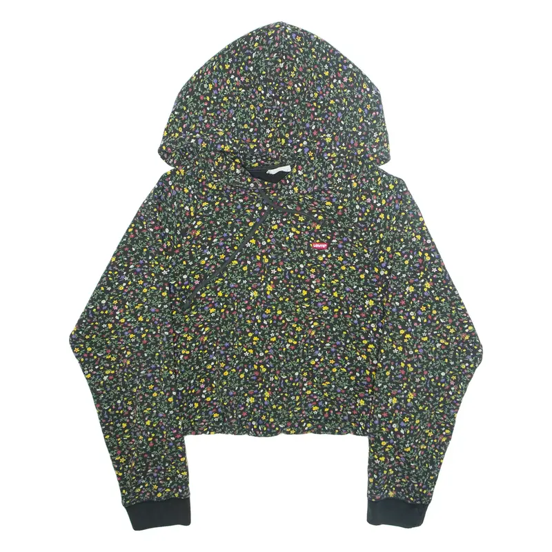 LEVI'S Cropped Floral Womens Green Hoodie L