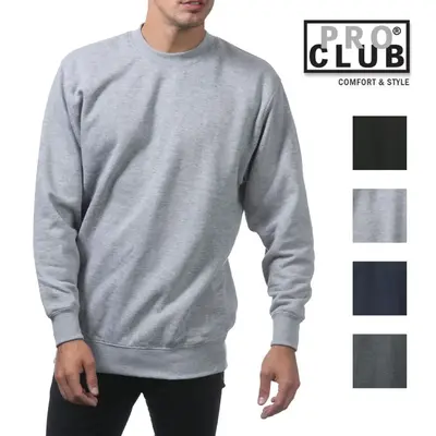 PROCLUB Men's Heavyweight Fleece Crewneck PRO CLUB Crew Neck Sweatshirt Casual Thick Outer Soft Fleece Sweater Warm Crewneck ...