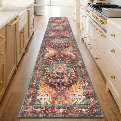 LOKHOM Washable Runner Rug, Non-Slip Area Rug with Rubber Backing, Stain Resistant&Low Pile Carpet for Hallway Bedroom Kitche...