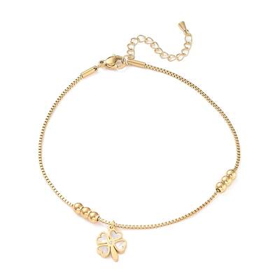Synthetic Shell Clover Charm Anklet