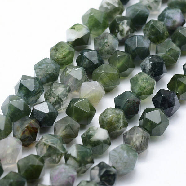 Natural Moss Agate Beads Strands