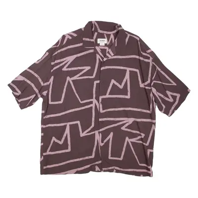 PULL&BEAR Mens Shirt Brown Geometric XL