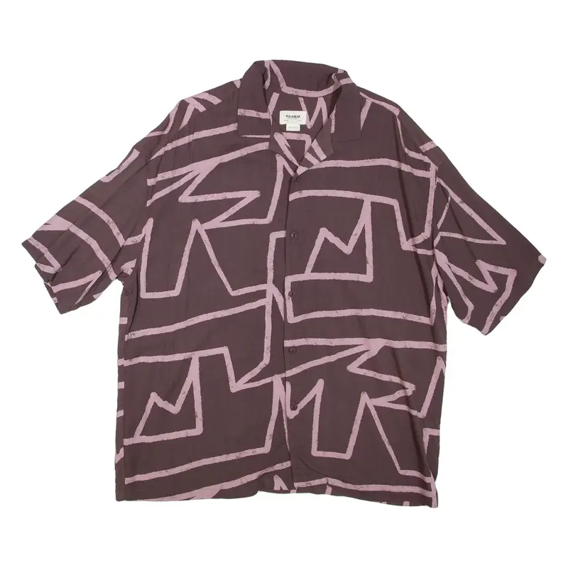 PULL&BEAR Mens Shirt Brown Geometric XL
