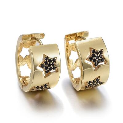 Brass Micro Pave Cubic Zirconia Huggie Hoop Earrings