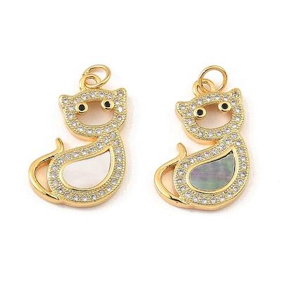 Brass Cubic Zirconia with Shell Pendants