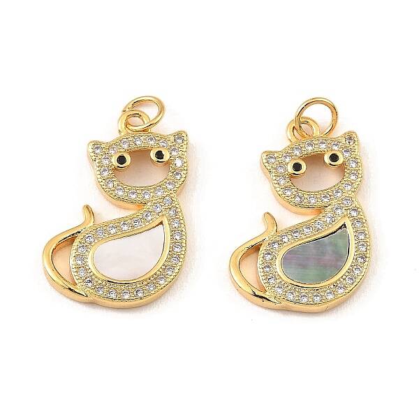 Brass Cubic Zirconia with Shell Pendants