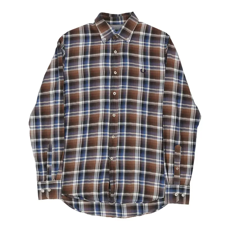 Slim Fit Fred Perry Checked Shirt - Medium Brown Cotton