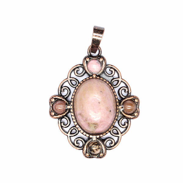 Retro Hollow Natural Rhodonite Pendants