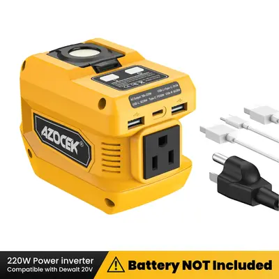 220W Power Inverter Compatible with Dewalt 20V Battery, DC 20V to AC 110V Portable Power Station with 1 AC Outlet, 2 USB Port...