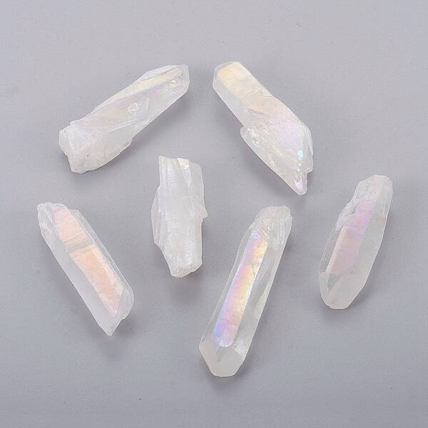 Electroplate Natural Quartz Crystal Beads