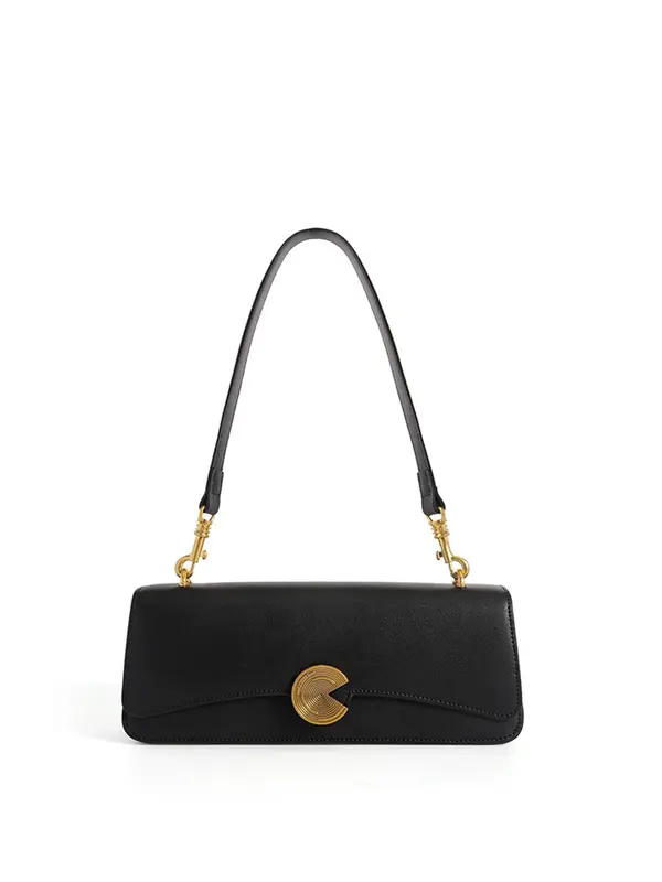 Smting  Leather Baguette Bag