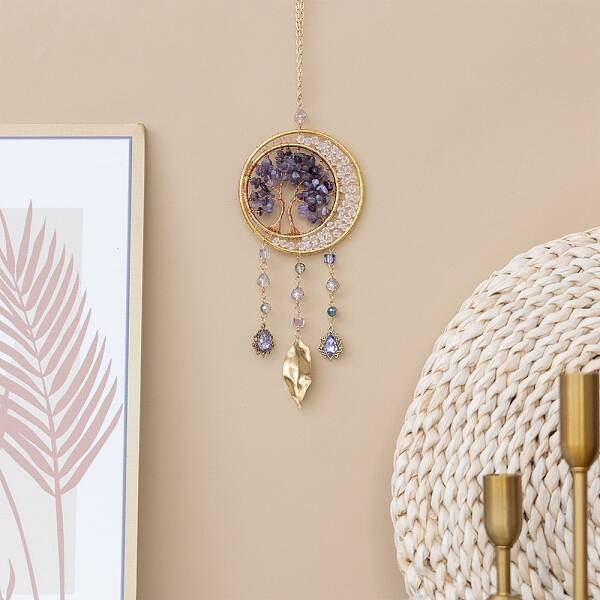 Natural Amethyst Tree of Life Pendant Decorations