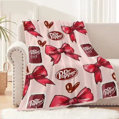 Soft Funny Throw Blanket Dr Pepper With Coquette Bow Flat Velvet Blanket Multipurpose Office Bedding Blanket PlushThin Quilt ...