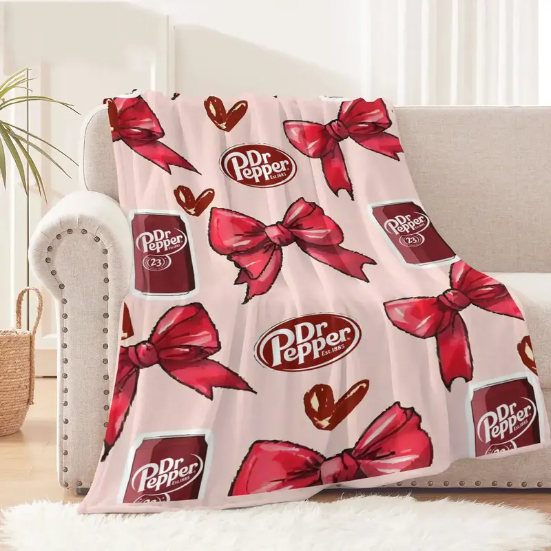 Soft Funny Throw Blanket Dr Pepper With Coquette Bow Flat Velvet Blanket Multipurpose Office Bedding Blanket PlushThin Quilt ...