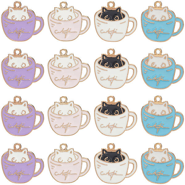 40Pcs 4 Colors  Alloy Enamel Pendants