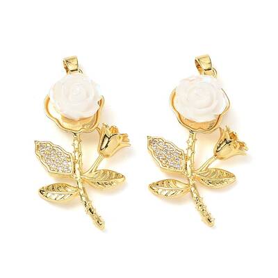 Brass Micro Pave Clear Cubic Zirconia with Resin Pendants