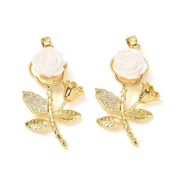 Brass Micro Pave Clear Cubic Zirconia with Resin Pendants