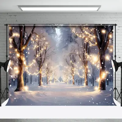 Aperturee Snowy Forest Field Light Strip Christmas Backdrop - Aperturee