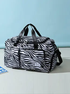 Leopard Pattern Zipper Travel Bag, Summer Outfits 2024 Large Capacity Dry Wet Separation Travel Bag, Portable Foldable Travel...