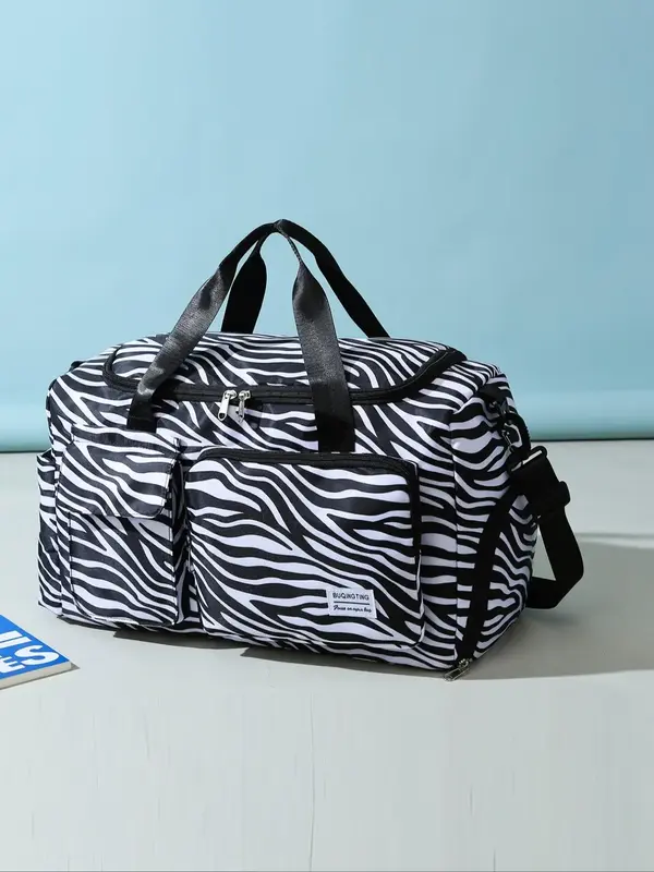 Leopard Pattern Zipper Travel Bag, Summer Outfits 2024 Large Capacity Dry Wet Separation Travel Bag, Portable Foldable Travel...