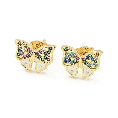 Bowknot Real 18K Gold Plated Brass Stud Earrings