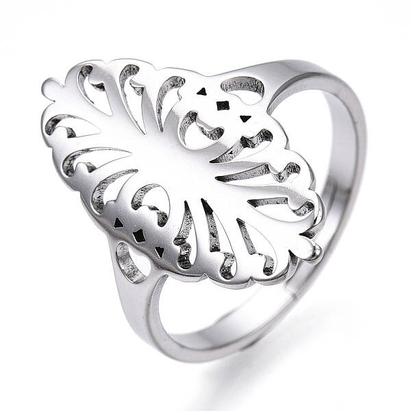 Non-Tarnish 304 Stainless Steel Hollow Out Oval Adjustable Ring