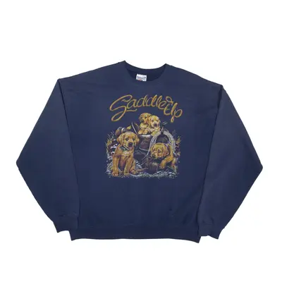 JERZEES Dog Sweatshirt Blue Mens XL