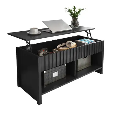 Giratree Lift Top Coffee Table, Wooden Coffee Table Dining Table with Storage Shelf and Large Hidden Compartment, Dining Tabl...