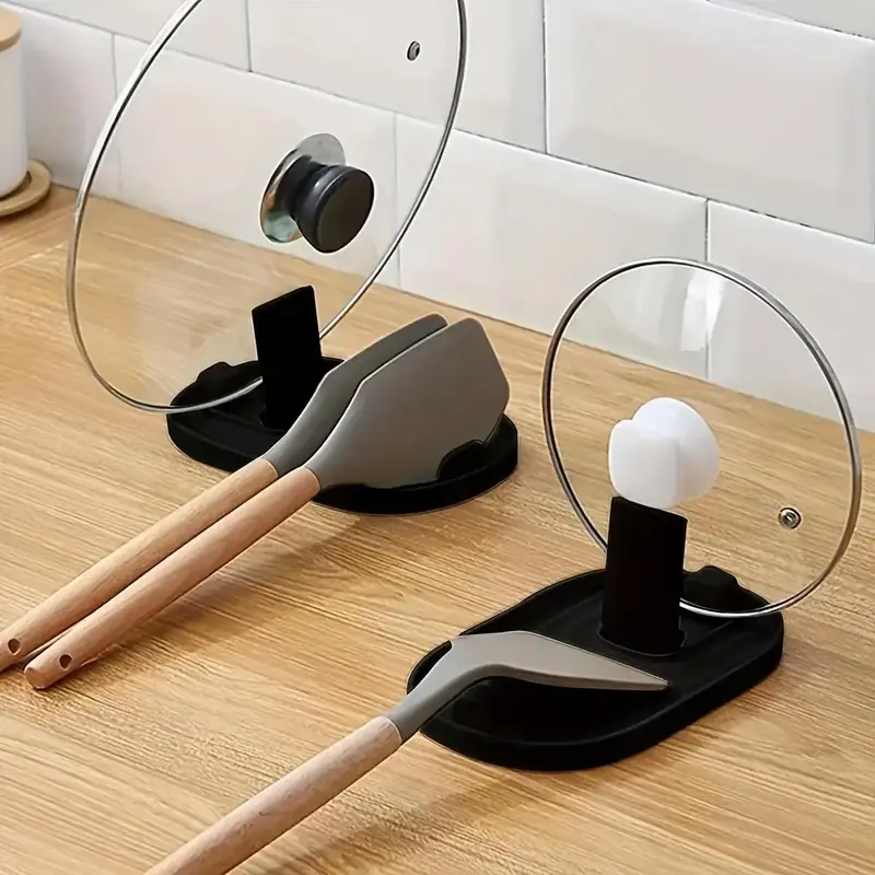 Pot Lid Holder, 1 Count Soup Spoon Rack, Cooking Spatula Rest Holder, Pot Lid Rest Stand, Tableware Storage Rack, Kitchen Sup...