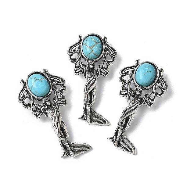 Angel Brass Synthetic Turquoise Pendants