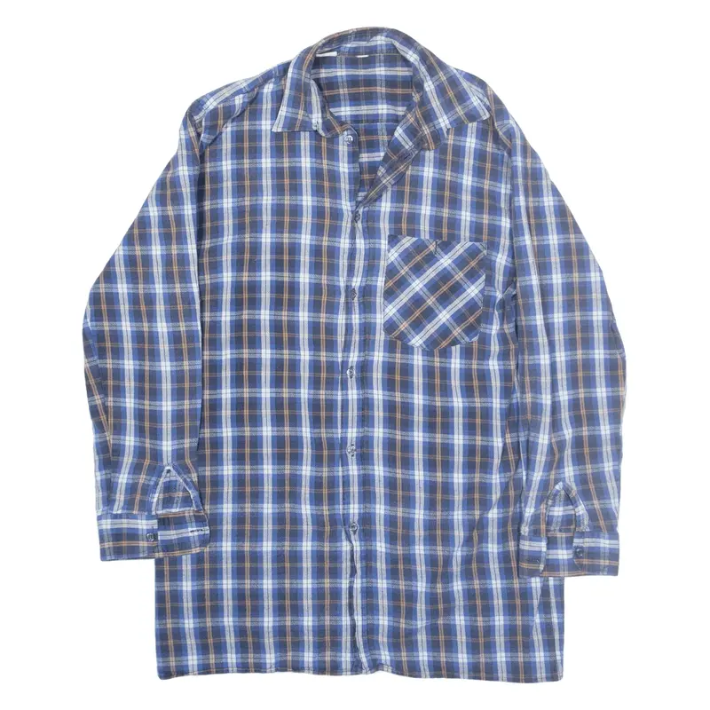 Shirt Blue Check Long Sleeve Mens L