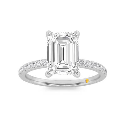 Florence Hidden Halo Emerald Cut Lab Grown Diamond Engagement Ring | 14K White Gold 3 3/4 CT. TW.