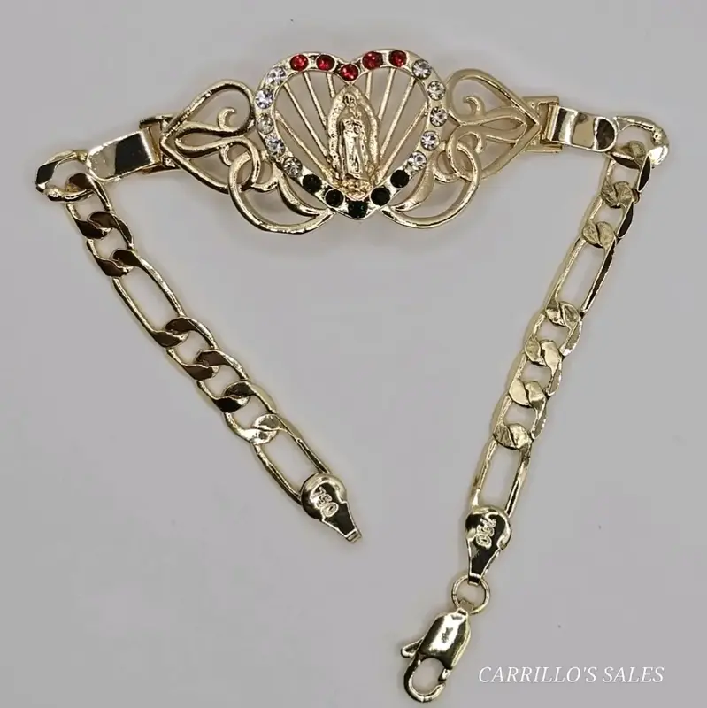 VIRGIN MARY cute heart bracelet three colors stones gold-plated 7\