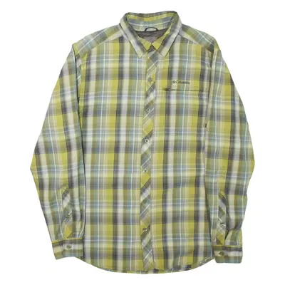 COLUMBIA Mens Shirt Green Check Long Sleeve L