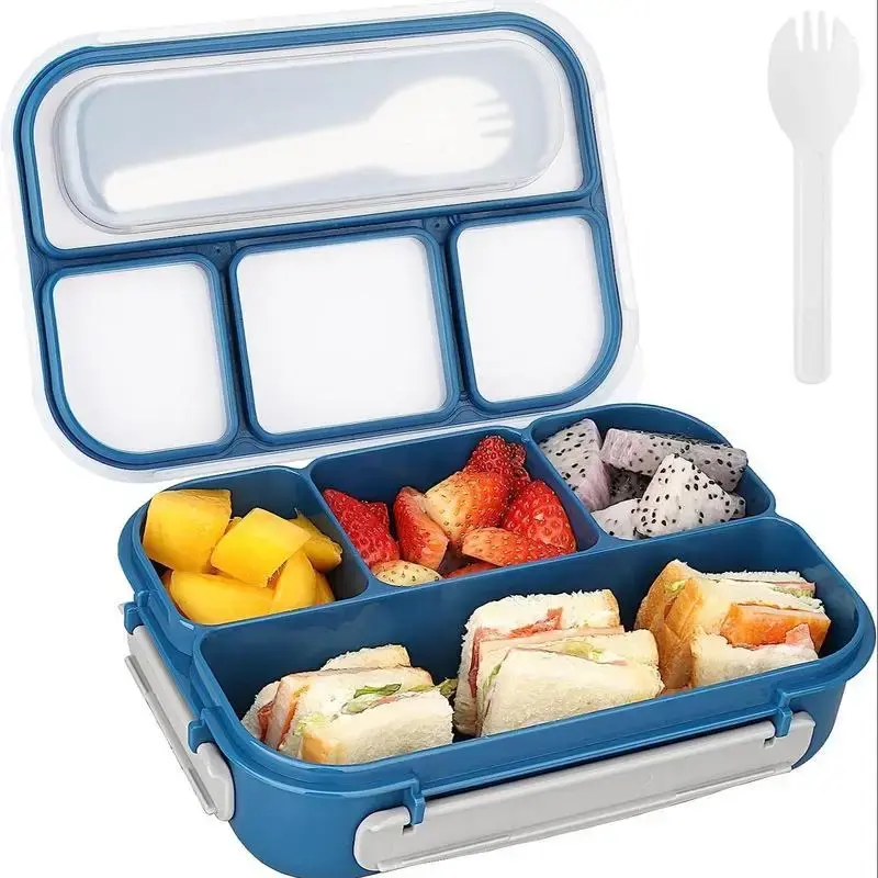 Bento Lunch Box, Boys and Girls Bento Lunch Box with 4 Compartments and Spoon 1000 ML Leakproof Food Storage Box for School, ...
