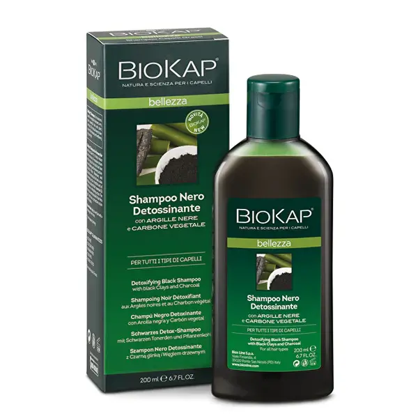 Biokap Detoxifying shampoo for hair with black clay and activated carbon 200 ml