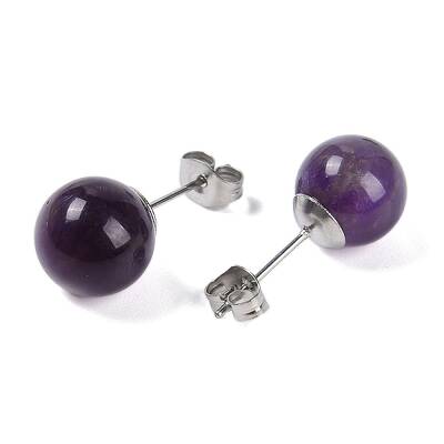 Natural Amethys Stud Earrings