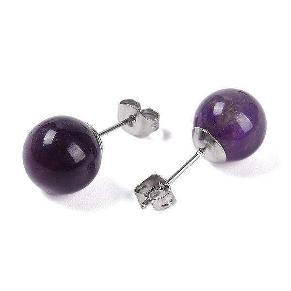 Natural Amethys Stud Earrings