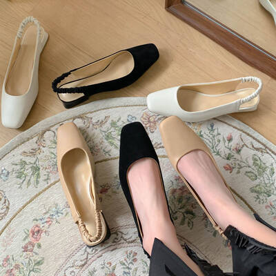 CHIKO Niranjana Square Toe Block Heels Slingback Shoes