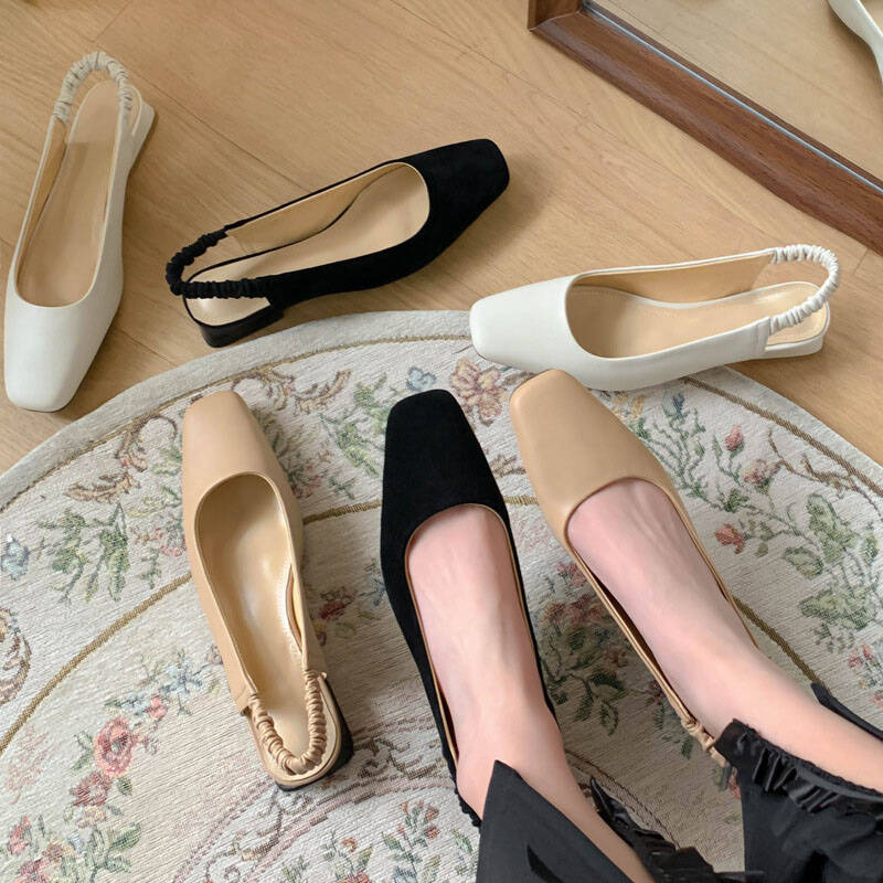 CHIKO Niranjana Square Toe Block Heels Slingback Shoes