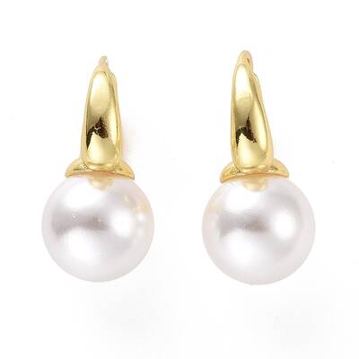Plastic Pearl Hoop Earrings