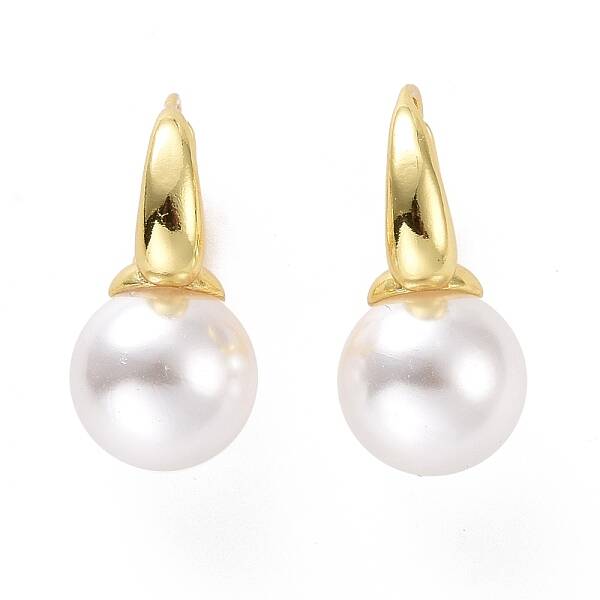 Plastic Pearl Hoop Earrings